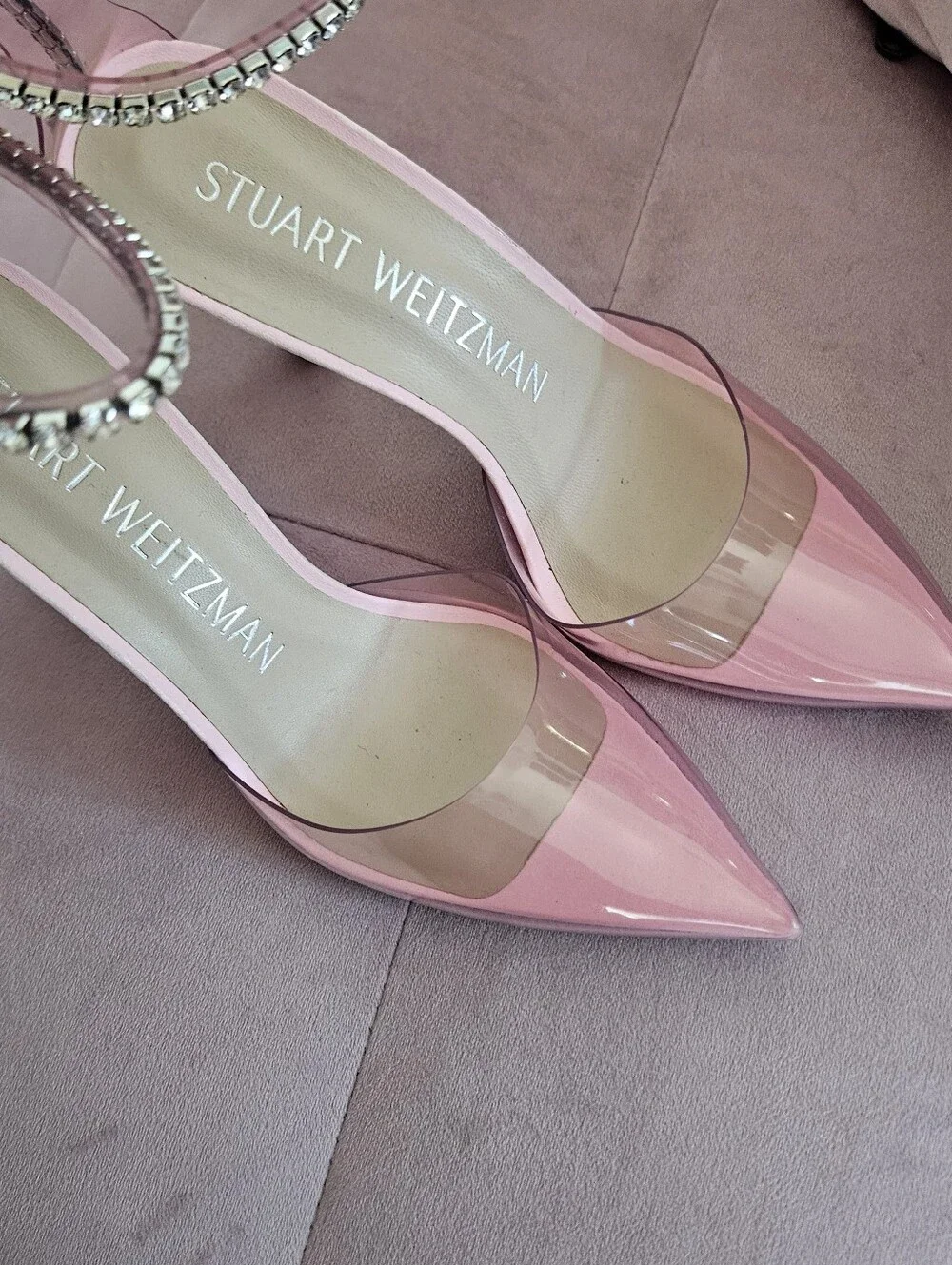 Stuart‎ Weitzman 100 Glam Pink Diamond Heels Size 7